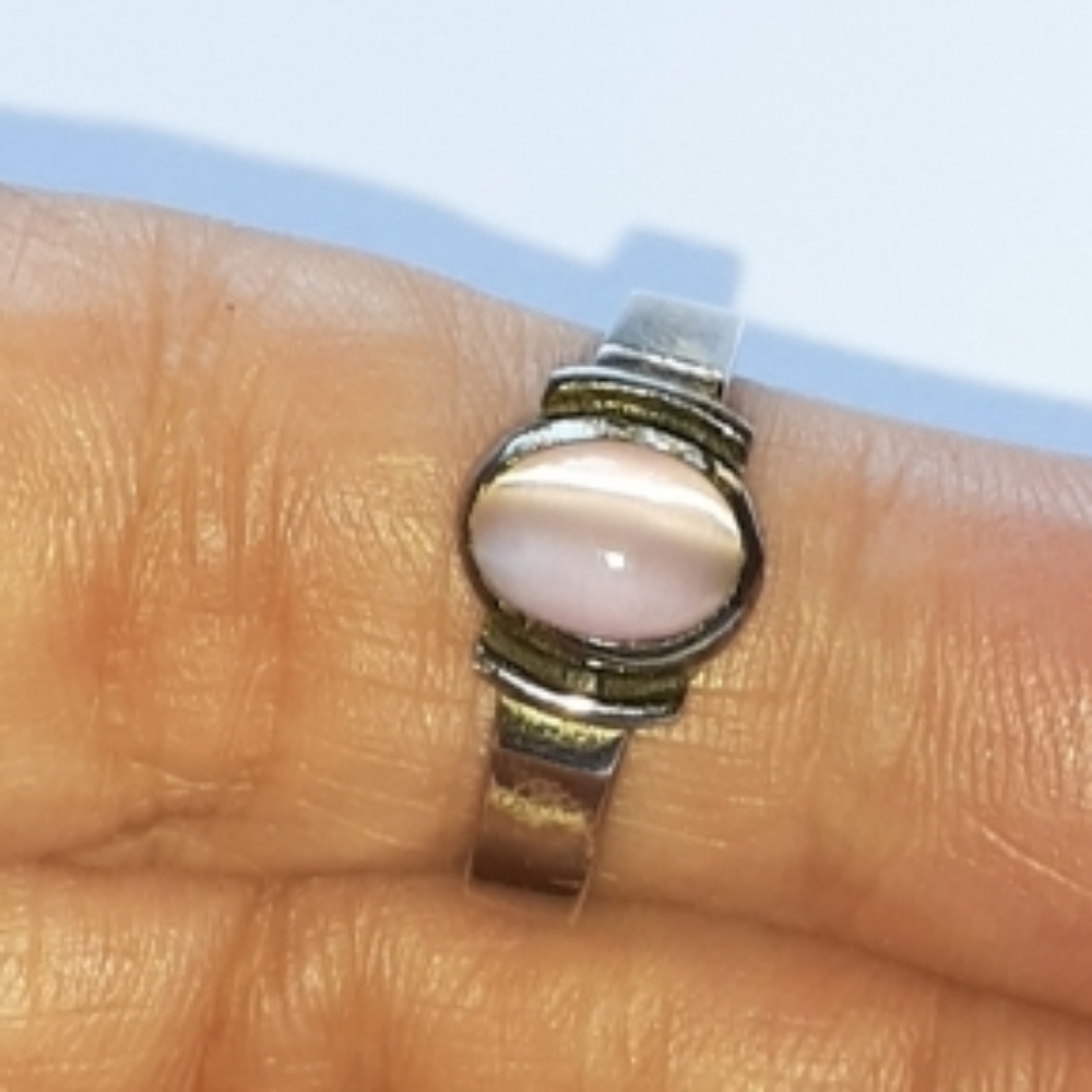 925 Pink Cats Eye Ring